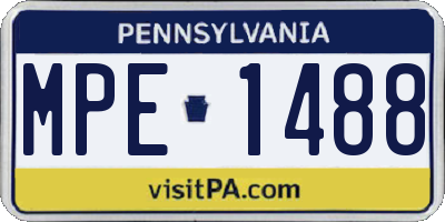 PA license plate MPE1488