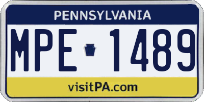 PA license plate MPE1489