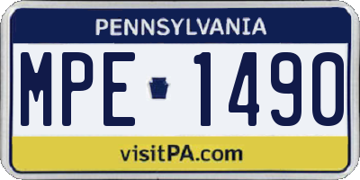 PA license plate MPE1490
