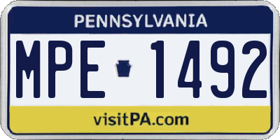 PA license plate MPE1492