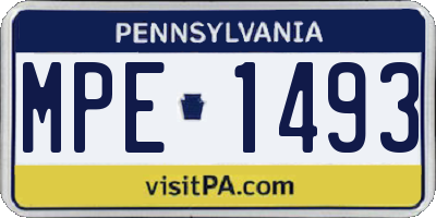 PA license plate MPE1493