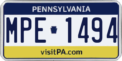 PA license plate MPE1494