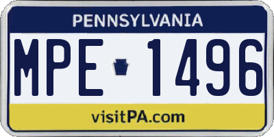 PA license plate MPE1496