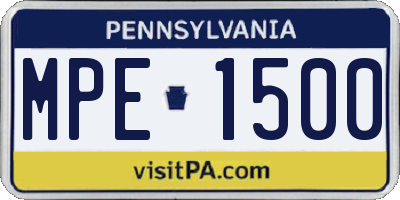 PA license plate MPE1500
