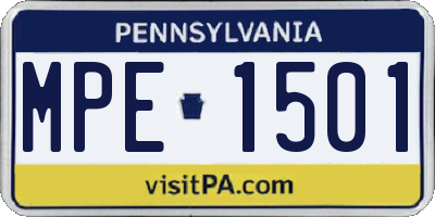 PA license plate MPE1501
