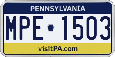 PA license plate MPE1503