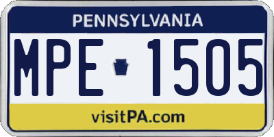 PA license plate MPE1505