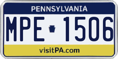 PA license plate MPE1506