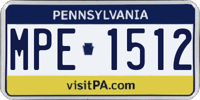 PA license plate MPE1512