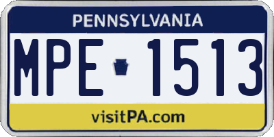 PA license plate MPE1513