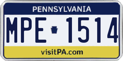 PA license plate MPE1514