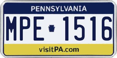 PA license plate MPE1516