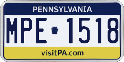 PA license plate MPE1518