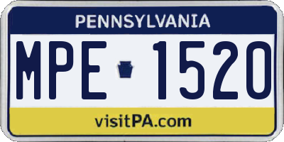 PA license plate MPE1520