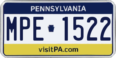 PA license plate MPE1522