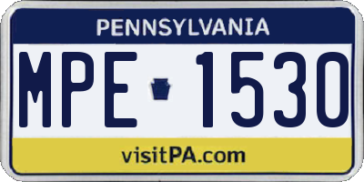 PA license plate MPE1530