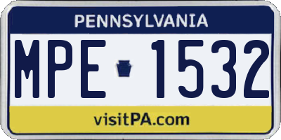 PA license plate MPE1532