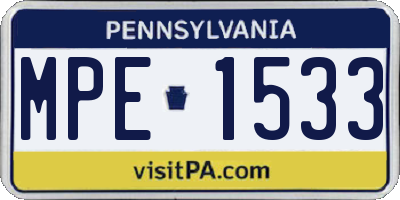 PA license plate MPE1533