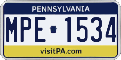 PA license plate MPE1534