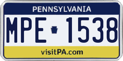 PA license plate MPE1538