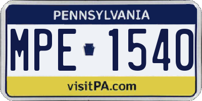 PA license plate MPE1540