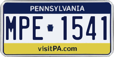 PA license plate MPE1541