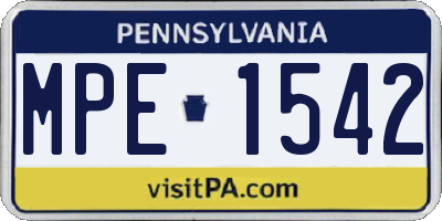 PA license plate MPE1542