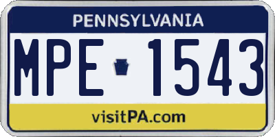 PA license plate MPE1543