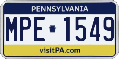 PA license plate MPE1549