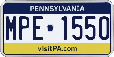 PA license plate MPE1550