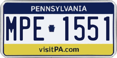 PA license plate MPE1551