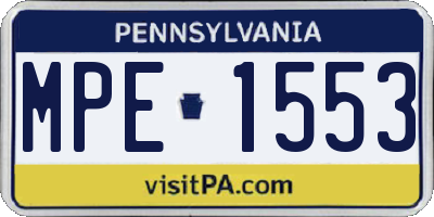 PA license plate MPE1553
