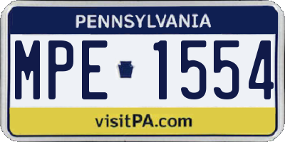 PA license plate MPE1554