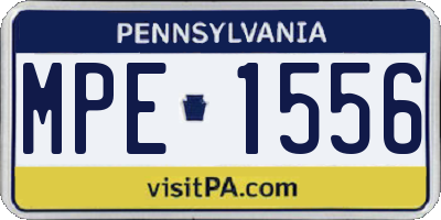 PA license plate MPE1556