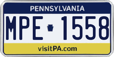 PA license plate MPE1558
