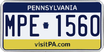 PA license plate MPE1560