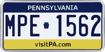 PA license plate MPE1562