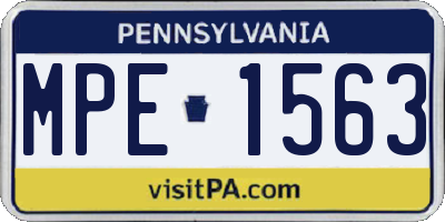 PA license plate MPE1563