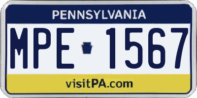 PA license plate MPE1567