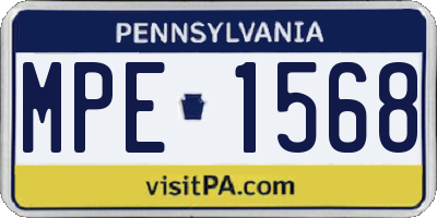 PA license plate MPE1568