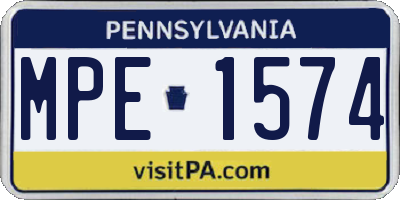 PA license plate MPE1574