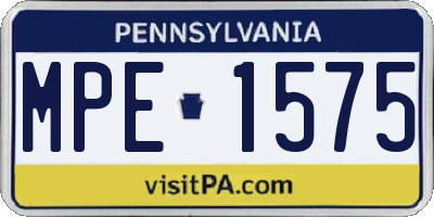 PA license plate MPE1575