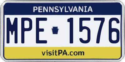 PA license plate MPE1576