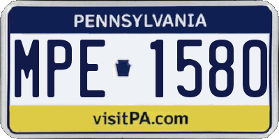 PA license plate MPE1580