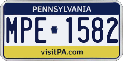 PA license plate MPE1582
