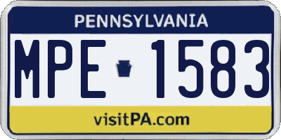 PA license plate MPE1583