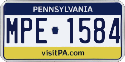 PA license plate MPE1584