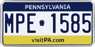 PA license plate MPE1585