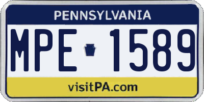 PA license plate MPE1589