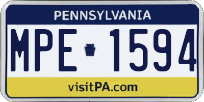 PA license plate MPE1594
